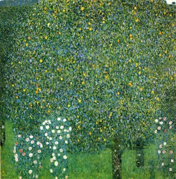  gustav lienzo - Rosas bajo los árboles bosque de Gustav Klimt